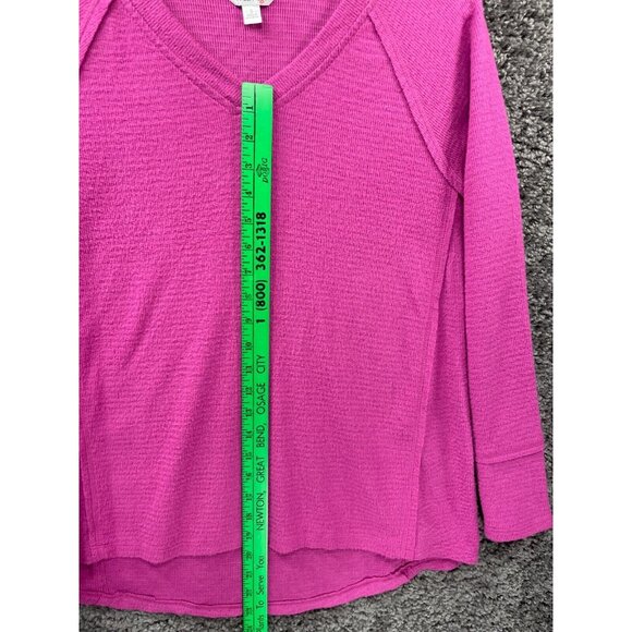 Wildfox Haley Brushed Short Sweater Womens Small Pink Solid V-Neck Raglan SLeeve - Picture 8 of 13